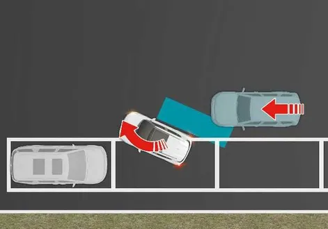 Kia EV2 radar sensor detection zone diagram for approaching vehicles