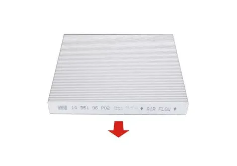Installing a new cabin air filter into the HVAC housing slot of a Kia EV2