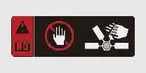 Warning icon highlighting high-voltage and moving parts safety hazards during Kia EV2 engine bay maintenance