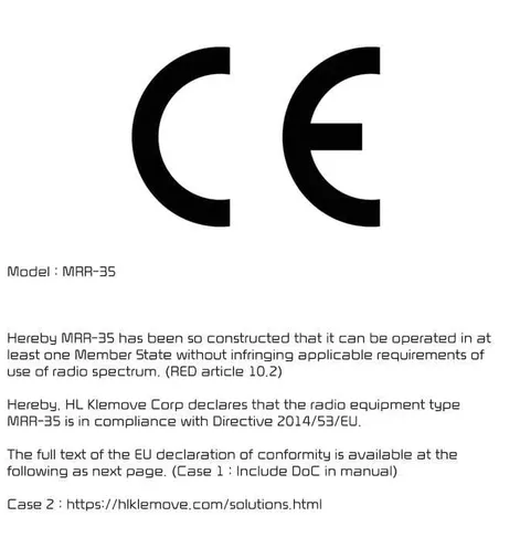 Kia EV2 front radar radio frequency compliance certification document for Europe and CE regulated countries