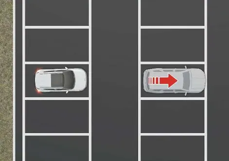 Kia EV2 visual guide demonstrating system behavior in a crowded parking lot