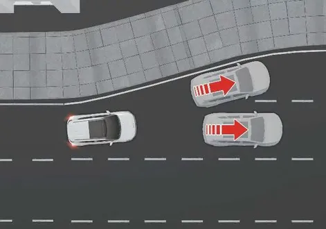 Kia EV2 instrument cluster warning view near a busy highway tollgate or multi-lane intersection