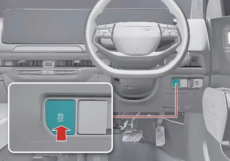 Center console control layout displaying the Electronic Stability Control system on the Kia EV2