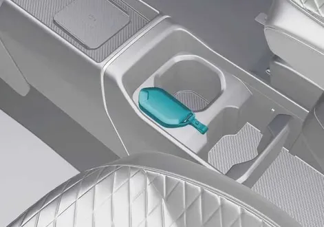 Emergency smart key NFC wireless backup card reader slot on the center console of the Kia EV2