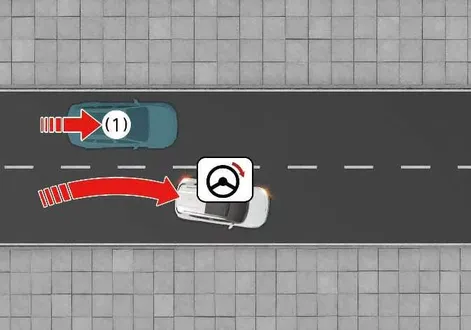 Kia EV2 side-mirror angle showing adjacent lane detection during a manoeuvre