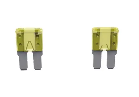 Detailed comparison showing a normal blade-type fuse versus a blown blade-type fuse in the Kia EV2 electrical architecture