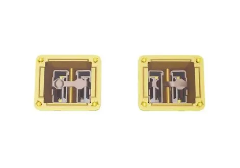 Technical illustration displaying normal and blown cartridge-type fuses used across Kia EV2 power distribution boxes