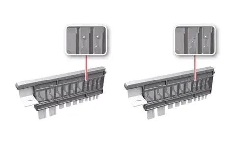 Close-up view of a multi-fuse assembly designed for high-current circuit protection in the Kia EV2