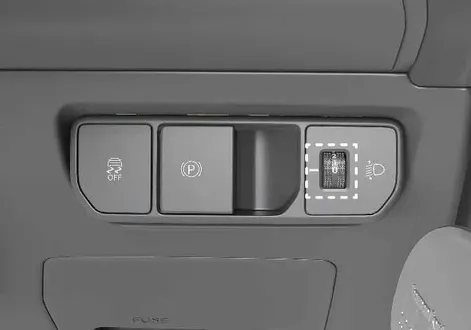 Kia EV2 cabin dashboard headlight levelling adjustment control wheel