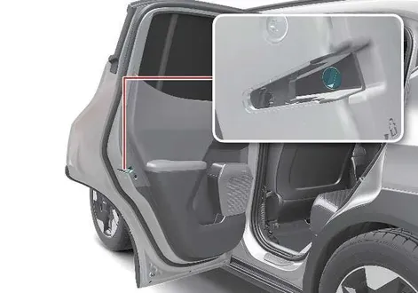 Kia EV2 emergency door lock port location for manual cabin securing