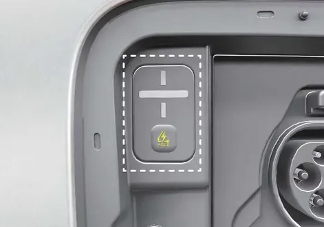 Illuminated charging port inlet door on the exterior body of the Kia EV2