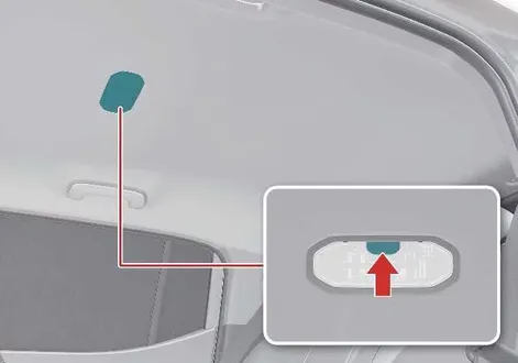 Overhead cabin room lamp Type B assembly installed in the Kia EV2 ceiling