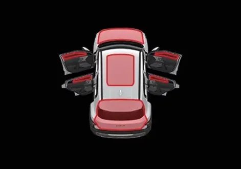 Dashboard notification screen on the Kia EV2 showing an open door, bonnet, tailgate, or sunroof alert