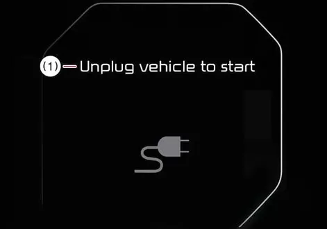 Unplug vehicle to start prompt on the instrument cluster of the Kia EV2