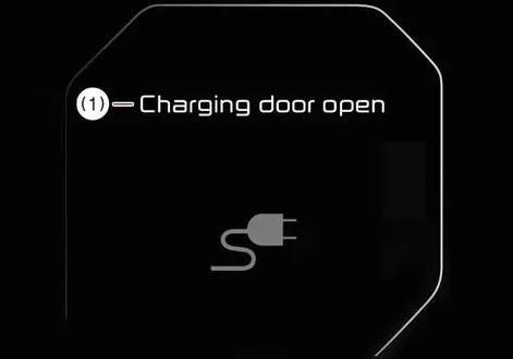 Charging door open warning alert displayed on the dashboard of the Kia EV2