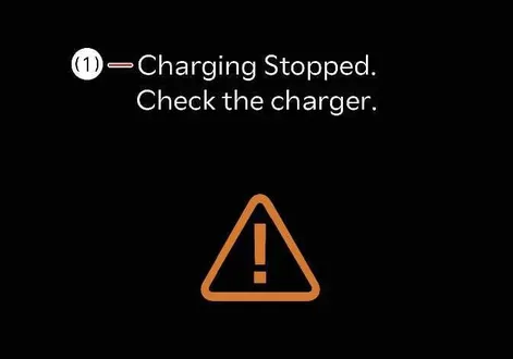 Charging stopped check the charger error screen on the infotainment system of the Kia EV2