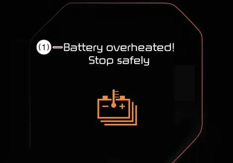 Battery overheated stop safely warning message on the Kia EV2 screen