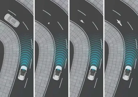 Kia EV2 driving safety warning illustration on curved road sections