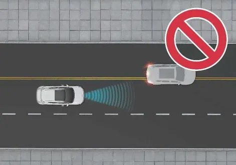 Kia EV2 basic collision avoidance function operating range diagram with detected objects