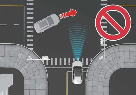 Kia EV2 junction crossing function operating limits with oncoming traffic out of range