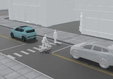 Kia EV2 active safety monitoring system focusing on pedestrian proximity detection