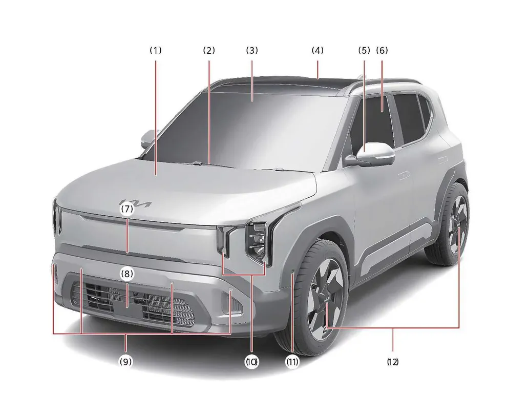Kia EV2 GT-Line exterior front view highlighting sporty bumper styling and accents