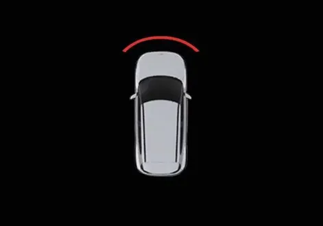 Kia EV2 infotainment screen showing critical collision proximity alert