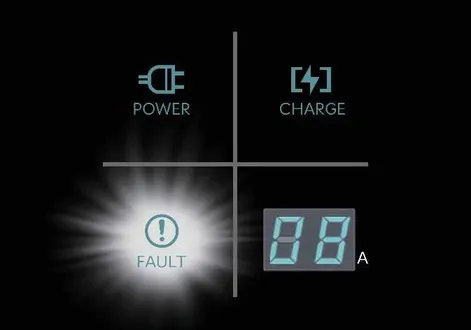 Kia EV2 portable charger control box displaying a red blinking fault indicator light