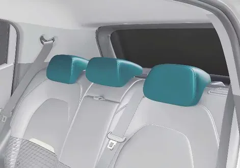 Kia EV2 five-seat configuration rear headrest layout diagram