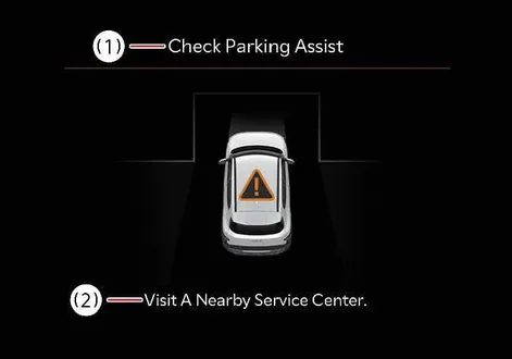 Infotainment screen showing Check Parking Assist warning message on the Kia EV2 digital display