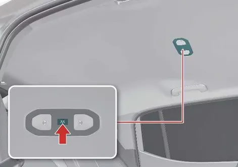 Overhead perspective showing the interior room lamp positioning in the cabin of the Kia EV2