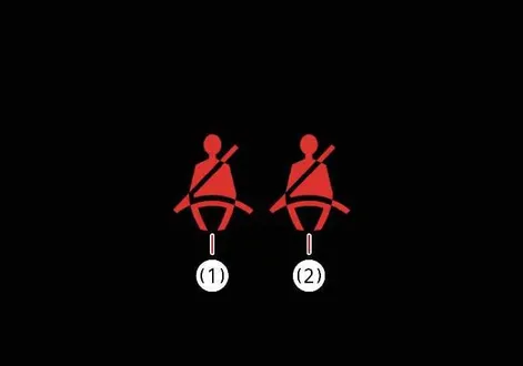 Kia EV2 four-seat layout dashboard indicator map showing left and right rear seat belt status