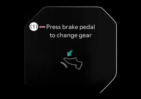 Press brake pedal to change gear notification on the driver display screen of the Kia EV2