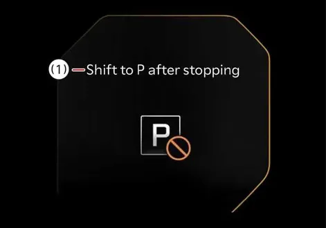 Shift to P after stopping warning icon and text on the instrument cluster of the Kia EV2