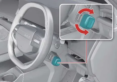 Rotary gear selector dial on the center console of the Kia EV2
