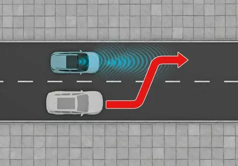 Another vehicle changing lanes in front of the Kia EV2