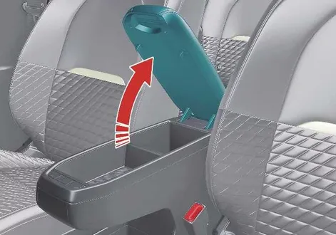 Upper compartment layout of the centre console storage in the Kia EV2 cabin