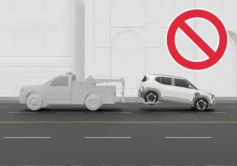 Prohibited backward towing configuration for a Kia EV2