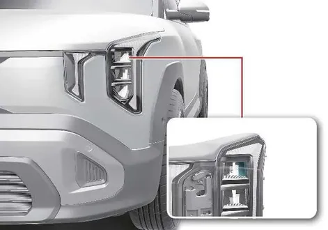 Diagram showing correct placement position for optical adhesive sheet on the right side headlight of the Kia EV2