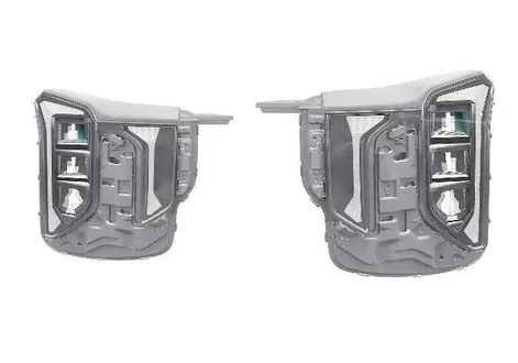 Detailed mounting template view for left side headlight adjustment on the Kia EV2