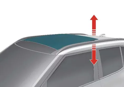 Close-up of the overhead control switch used for tilting the Kia EV2 sunroof