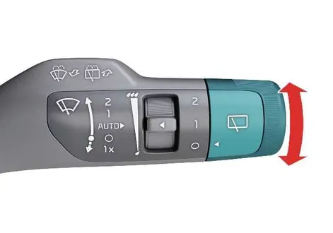 Kia EV2 rear wiper control switch layout Type A on stalk end